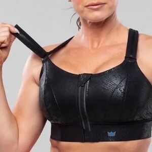 SHEFIT Sports Bra, adjustable tightening sports bra, size small, black snakeskin